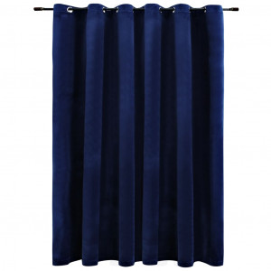 Cortina blackout c/ argolas metal 290x245 cm veludo azul-escuro H