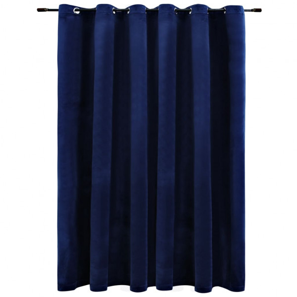 Cortina blackout c/ argolas metal 290x245 cm veludo azul-escuro M 2