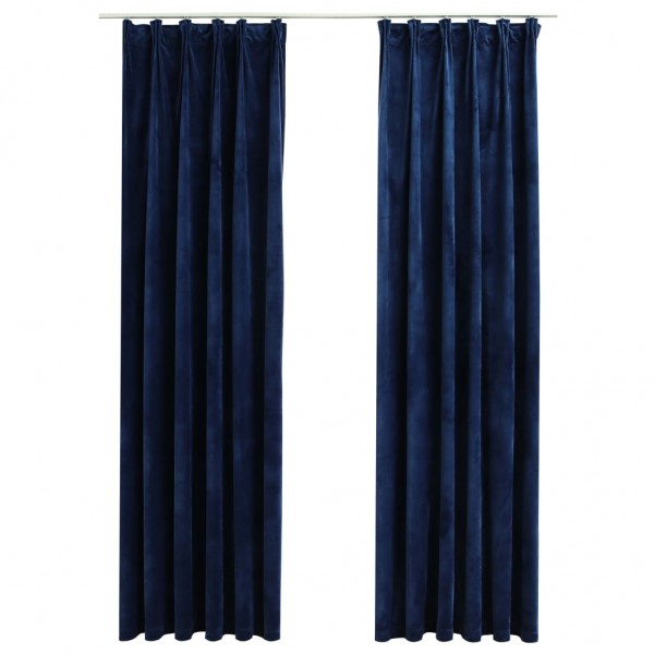 Cortinas blackout c/ ganchos 2 pcs 140x175cm veludo azul escuro M 2
