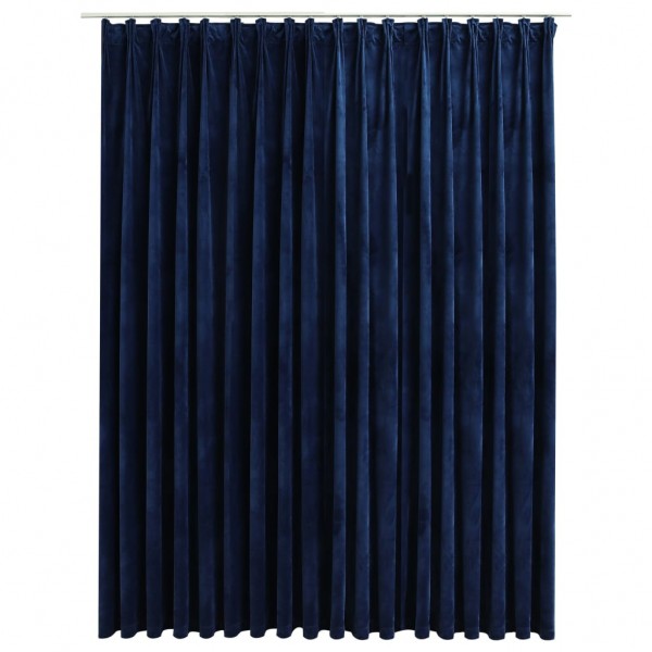 Cortina opaca con ganchos terciopelo azul oscuro 290x245 cm M 2