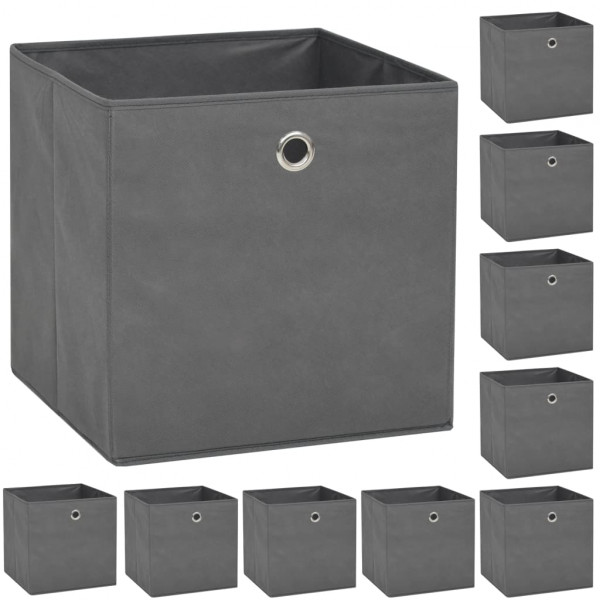 Cajas de almacenaje 10 uds textil no tejido 32x32x32 cm gris D