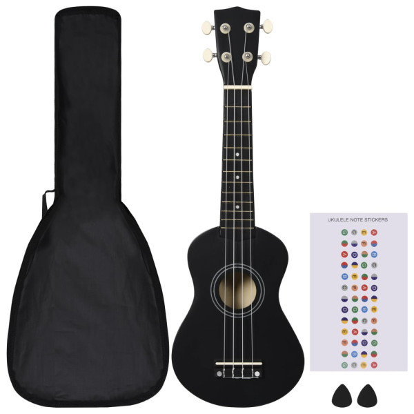 Set de ukelele soprano con funda para niños negro 21 M 2