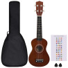Juego de ukelele soprano para niños con funda madera oscura 21 2