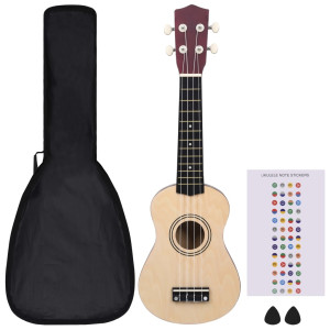 Conjunto ukulele soprano infantil c/ saco madeira escura 21 H