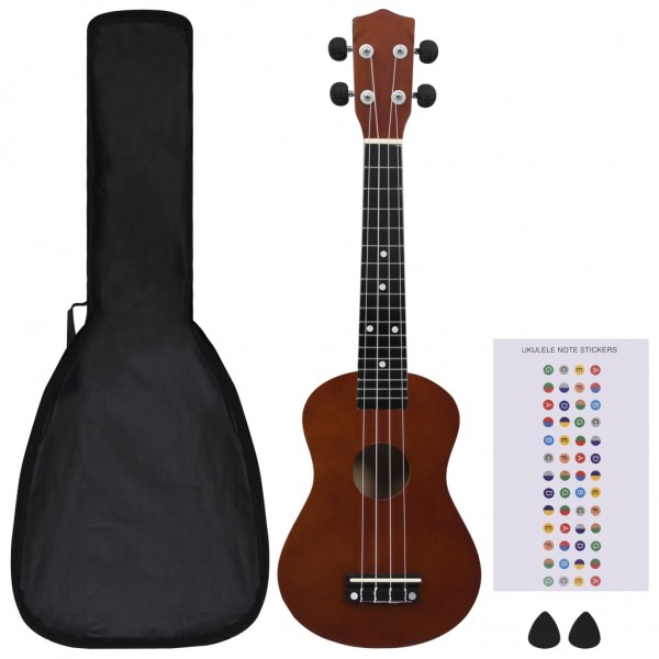 Juego de ukelele soprano para niños con funda madera oscura 23 M 2