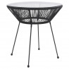 Mesa de jantar para jardim Ø70x74 cm vime e vidro preto 1