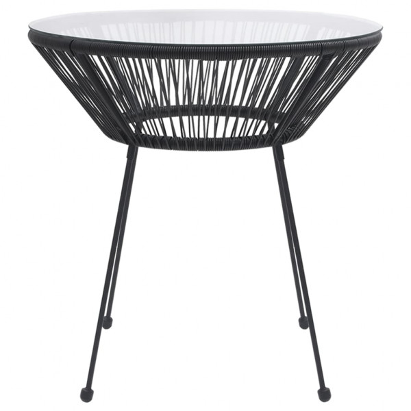 Mesa de comedor de jardín ratán y vidrio negro Ø70x74 cm M 2