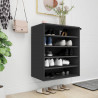 Mueble zapatero de madera contrachapada negro 60x35x70 cm 1