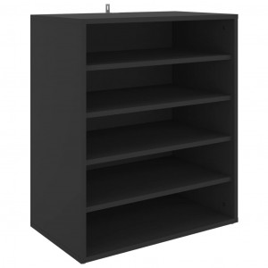 Mueble zapatero de madera contrachapada negro 60x35x70 cm H