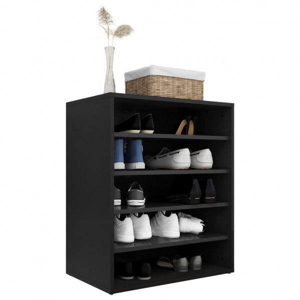Mueble zapatero de madera contrachapada negro 60x35x70 cm M 4