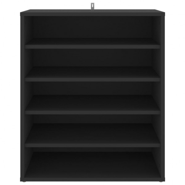 Mueble zapatero de madera contrachapada negro 60x35x70 cm M 5