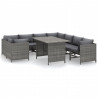 Set de muebles de jardín 9 pzas y cojines ratán sintético gris 1
