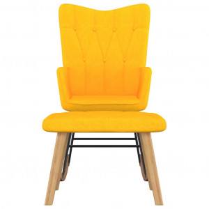 Silla mecedora con reposapiés tela amarillo mostaza H