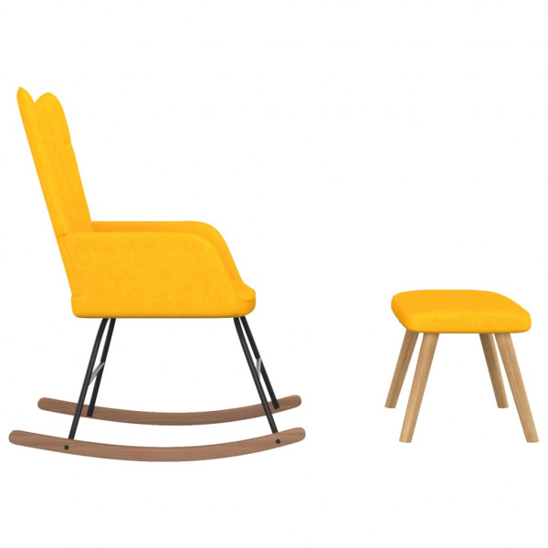 Silla mecedora con reposapiés tela amarillo mostaza M 3