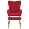 Silla mecedora con reposapiés terciopelo rojo tinto 3