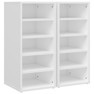 Muebles zapateros 2 uds contrachapada blanco 31.5x35x70 cm H
