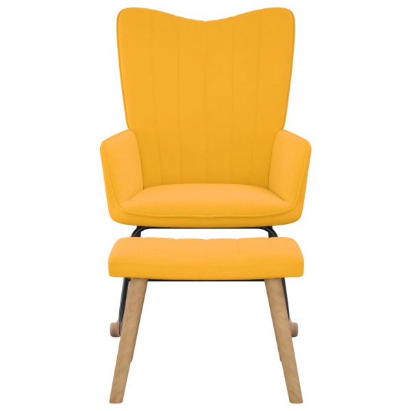 Silla mecedora con reposapiés tela amarillo mostaza M 3