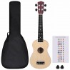 Juego de ukelele soprano para niños con funda madera clara 23 2