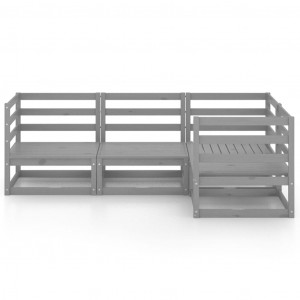 Juego de muebles de jardín 4 piezas gris madera maciza de pino H