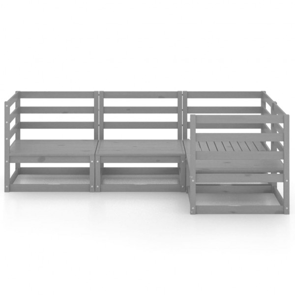 Juego de muebles de jardín 4 piezas gris madera maciza de pino M 2
