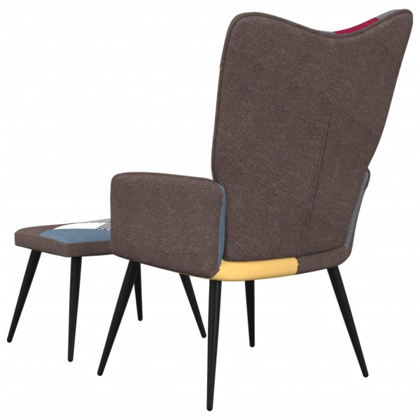 Silla de relajación con reposapiés tela patchwork M 4