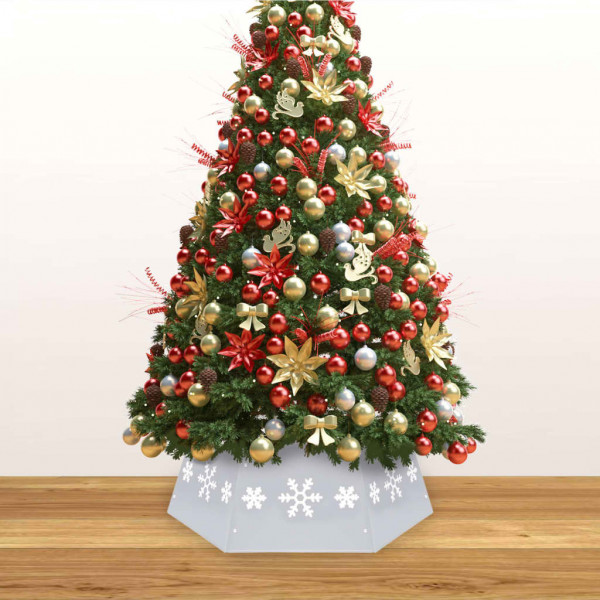 Saia para árvore de Natal Ø68x25 cm prateado e branco M 3