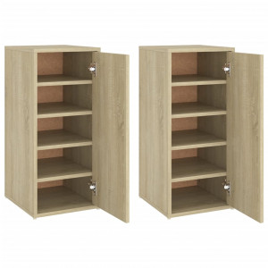 Muebles zapateros 2 uds contrachapado roble Sonoma 32x35x70 cm H