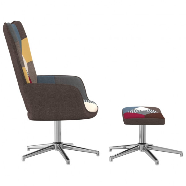 Silla de relajación con reposapiés tela patchwork M 3