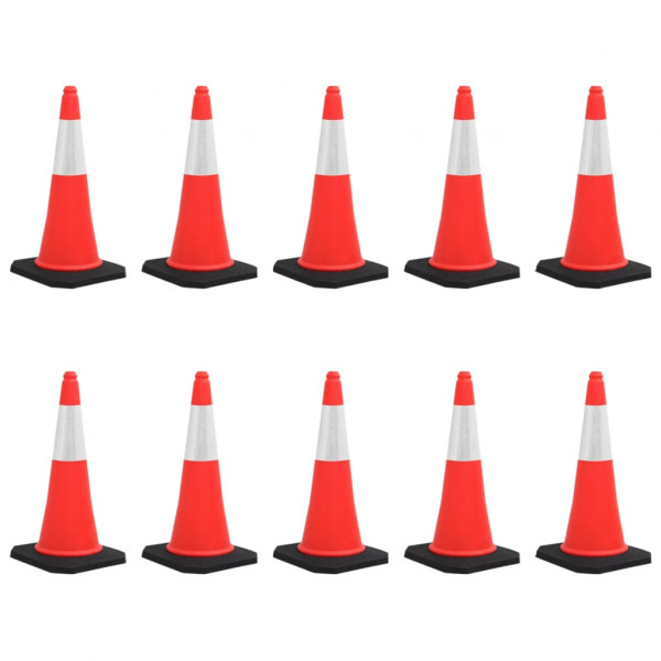 Conos de tráfico reflectantes con base pesada 10 uds 75 cm D