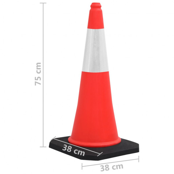 Cones de sinalização refletores com bases pesadas 10 pcs 75 cm M 5