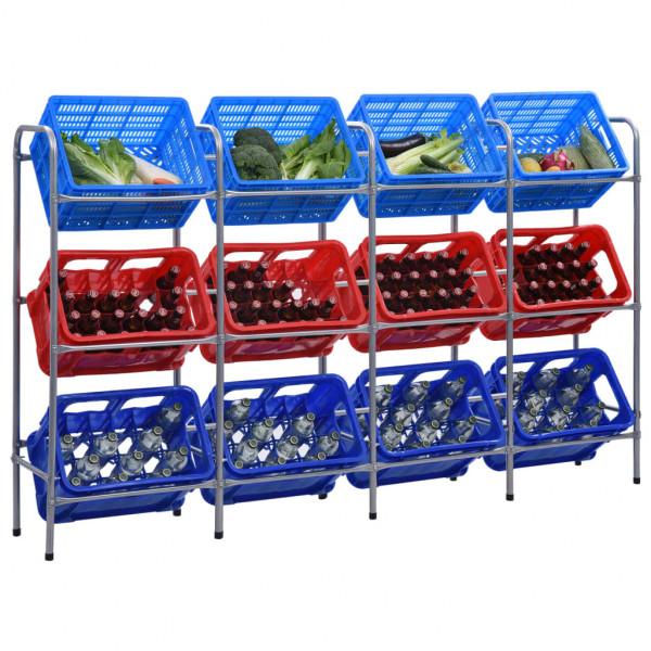 Estante almacenamiento para 12 cajas acero plata 190x33x116 cm D