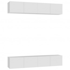 Muebles para TV 4 uds madera contrachapada blanco 80x30x30 cm H
