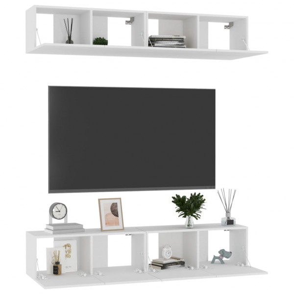 Móveis de TV 4 pcs 80x30x30 cm contraplacado branco M 3