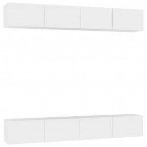 Móveis de TV 4 pcs 100x30x30 cm contraplacado branco H