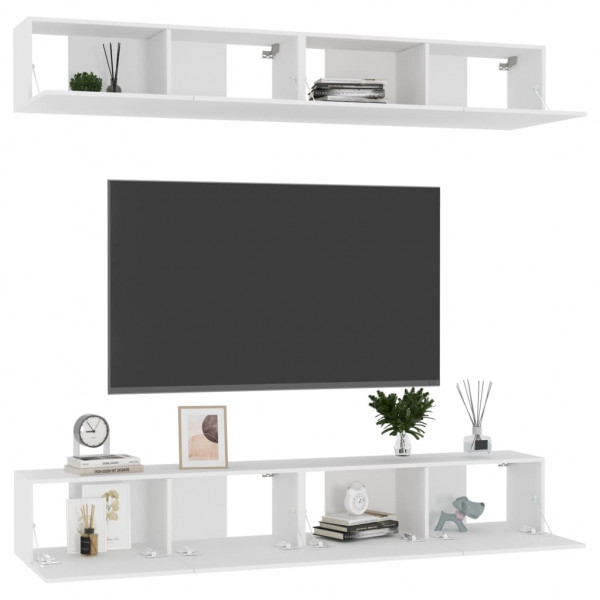 Móveis de TV 4 pcs 100x30x30 cm contraplacado branco M 3