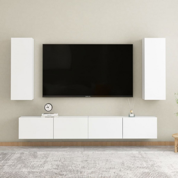 4 pcs conjunto de móveis de TV contraplacado branco D