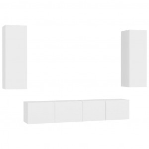 Juego de mueble para TV de 4 piezas aglomerado blanco H