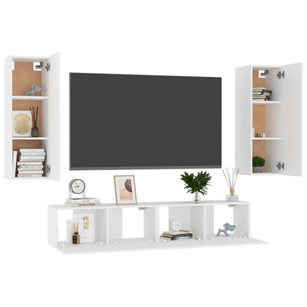 Juego de mueble para TV de 4 piezas aglomerado blanco M 3