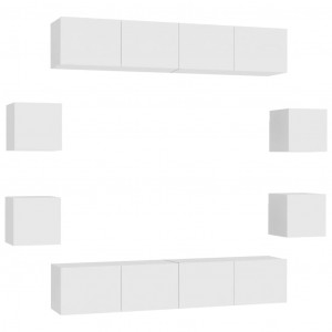 8 pcs conjunto de móveis de TV contraplacado branco H