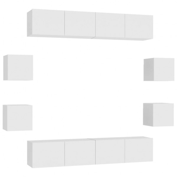 8 pcs conjunto de móveis de TV contraplacado branco M 2