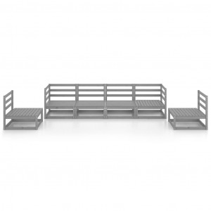 Muebles de jardín 6 piezas gris madera de pino maciza H