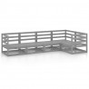 Muebles de jardín 5 piezas gris madera de pino maciza 1