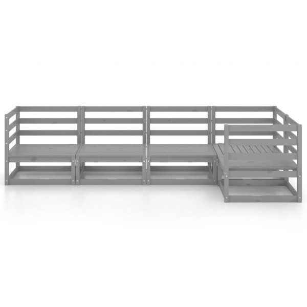 5 pcs conjunto lounge de jardim pinho maciço cinzento M 2
