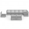 9 pcs conjunto lounge de jardim pinho maciço cinzento 2