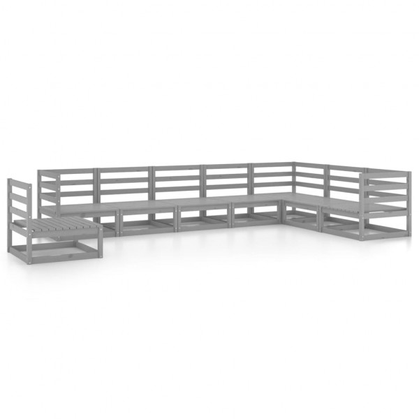 Muebles de jardín 8 piezas gris madera de pino maciza D