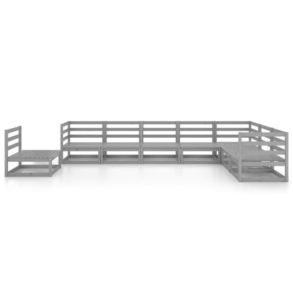 8 pcs conjunto lounge de jardim pinho sólido cinzento M 2