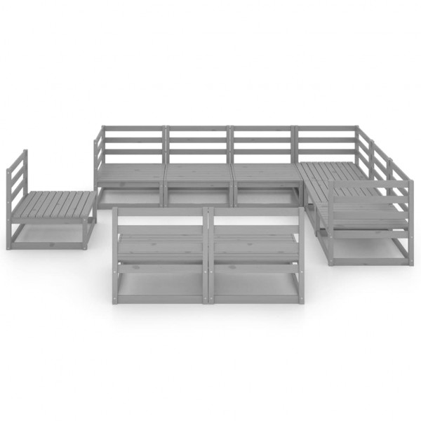 9 pcs conjunto lounge de jardim pinho sólido cinzento M 2