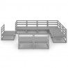 Juego de muebles de jardín 9 pzas y cojines gris madera pino 2