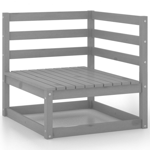 Juego de muebles de jardín 9 pzas y cojines gris madera pino M 3