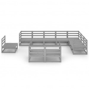 10 pcs conjunto lounge de jardim pinho sólido cinzento H